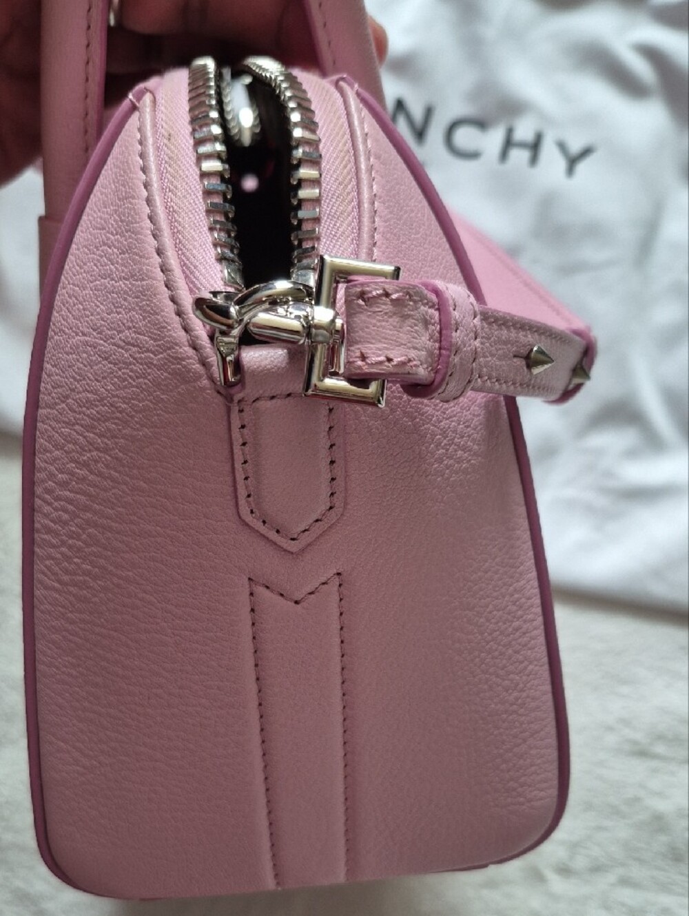 Givenchy Pink Pebbled Leather Mini Satchel - Picture 6 of 14